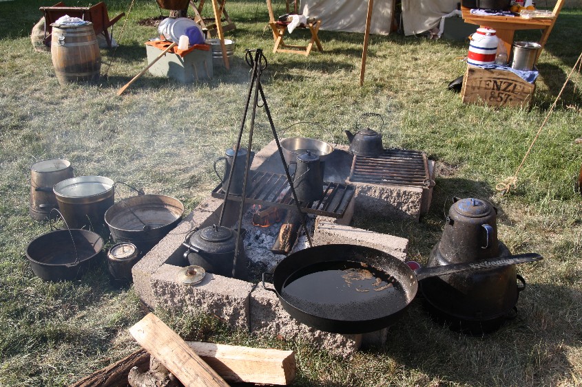 Cooking breakfast above ground